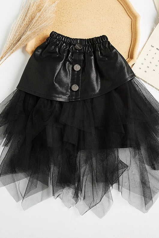 Falda de Cuero PU y Tul para Niñas Grandes - Diseño Moderno y Cómodo - Image 11
