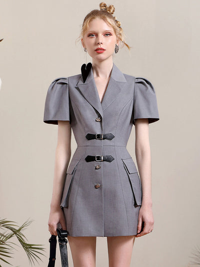 Vestido Elegante con Mangas Abullonadas y Cintura Ajustada - Image 10