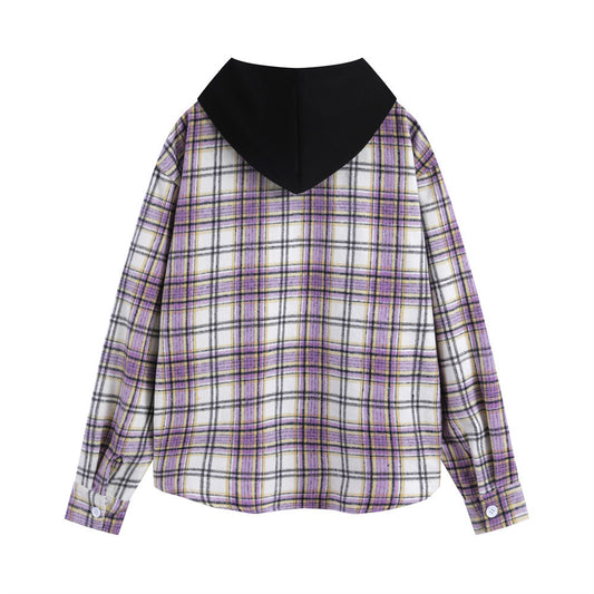 Chamarra Tipo Camisa a Cuadros con Capucha para Hombre - Image 2