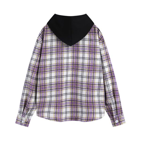 Chamarra Tipo Camisa a Cuadros con Capucha para Hombre