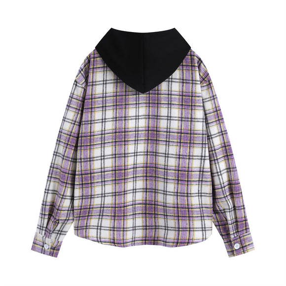 Chamarra Tipo Camisa a Cuadros con Capucha para Hombre