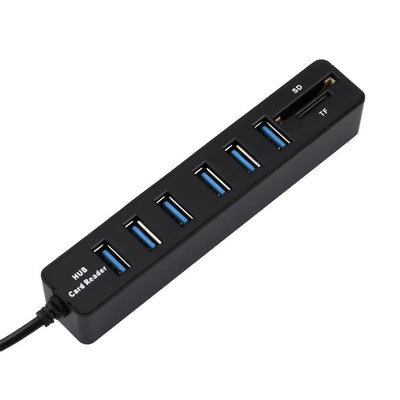 Hub Concentrador USB 2 en 1 con Lector de Tarjetas SD/TF y 6 Puertos USB - Image 3