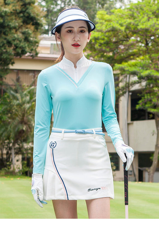 Playera Golf Mujer Cuello Alto Manga Larga Protección Solar Versión Coreana - Image 8