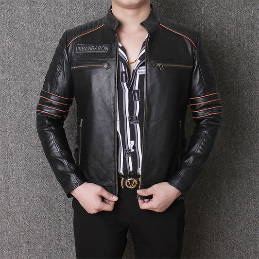 Chaqueta de Cuero Genuino Harley para Motociclista - Ajuste Slim Fit