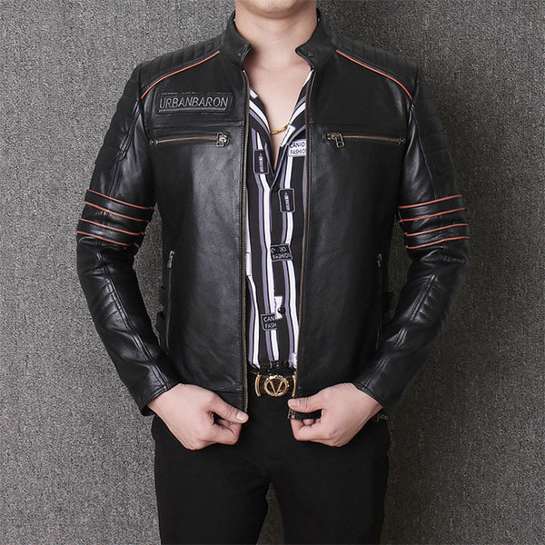 Chaqueta de Cuero Genuino Harley para Motociclista - Ajuste Slim Fit