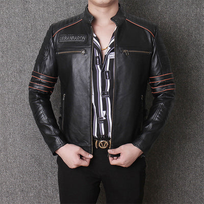 Chaqueta de Cuero Genuino Harley para Motociclista - Ajuste Slim Fit