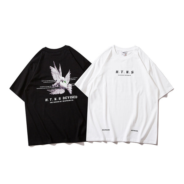 Camiseta Holgada con Estampado de Paloma para Hombre y Mujer