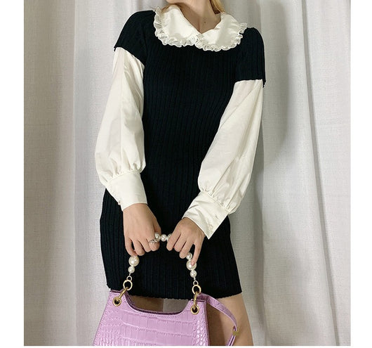 Vestido Camiseta Tejida con Cuello Muñeca Ajustado para Mujer - Image 4