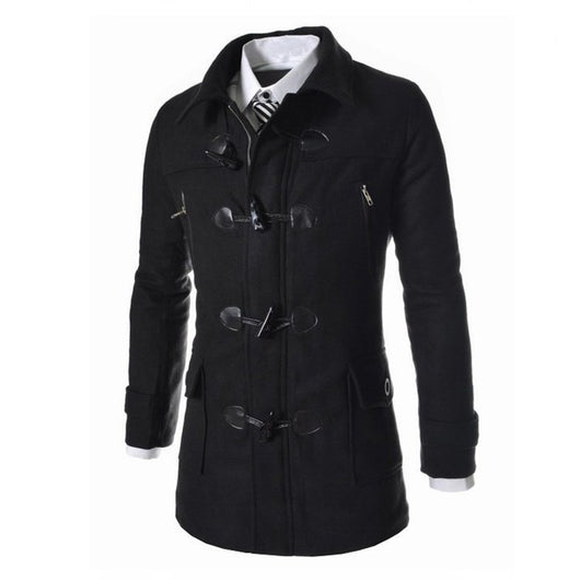 Chaqueta Larga con Capucha en Colores Sólidos para Hombre - Image 4