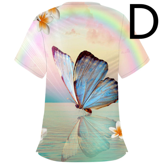 Camiseta Casual para Enfermeras con Diseño Mariposa 3D - Image 8