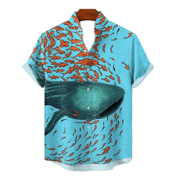 Camisa de Lino Vintage Cómoda con Botones - Manga Corta para Hombre