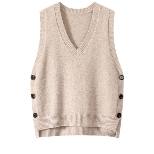 Chaleco Tejido Retro V-Cuello para Mujer - Estilo Europeo Primavera Otoño - Image 2