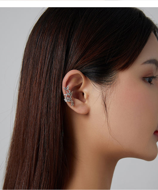 Arete Clip Mariposa Plata 925 Hueco Diseño Delicado - Image 9