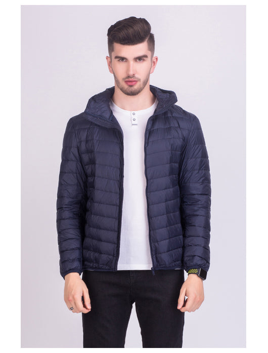 Chaqueta de Plumas Ligera para Hombre con Capucha Estilo Coreano - Image 24