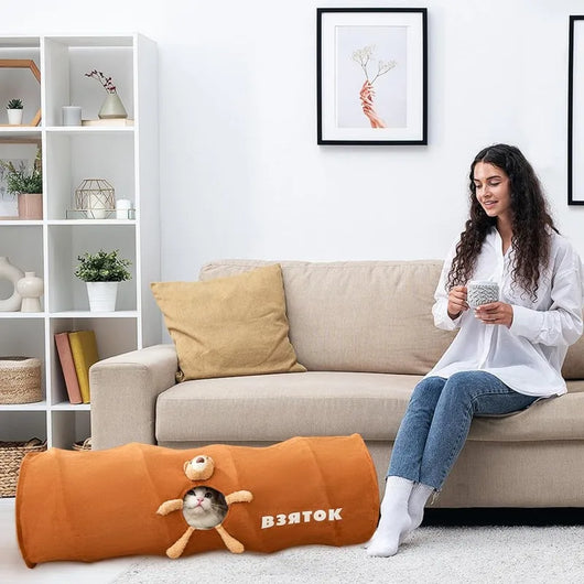 Túnel Felino Plegable con Bola de Peluche - Juguete Interactivo para Gatos de Interior - Image 9
