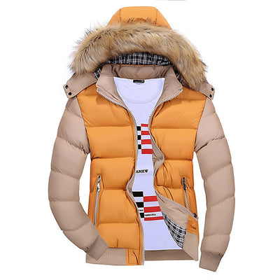 Abrigo de Algodón con Capucha y Cuello de Pelaje para Hombre - Image 7