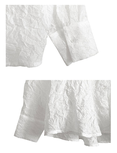 Blusa Elegante con Cuello Solapa y Pliegues para Mujer - Image 4
