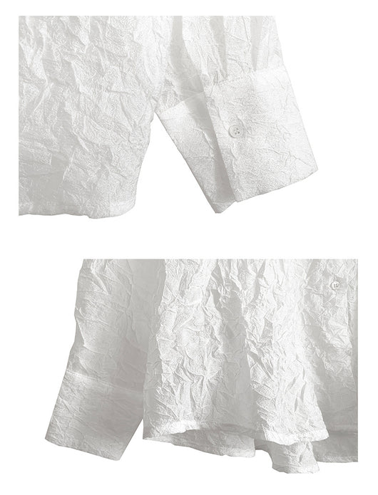Blusa Elegante con Cuello Solapa y Pliegues para Mujer - Image 4