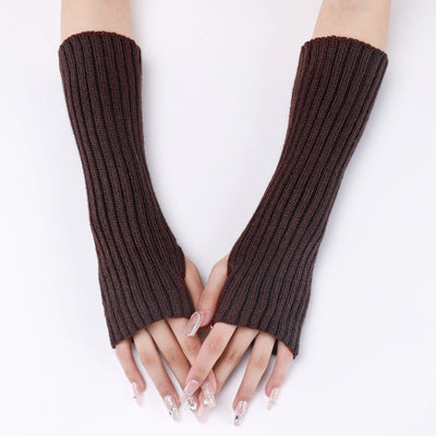 Guantes Largos Rayados de Lana para Otoño e Invierno - Mangas Calentadoras sin Dedos - Image 14