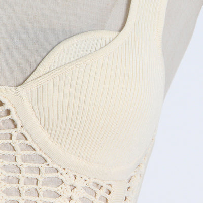 Chaleco Calado Mujer Cuello Bajo Diseño Fishbone Transparente - Image 7