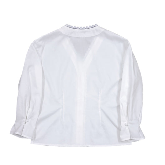 Blusa Blanca de Encaje con Cuello V, Fibra de Rosa y Aroma Floral - Diseño Premium - Image 8