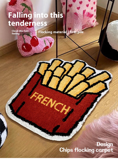 Alfombra de Felpa Infantil Diseño Papas Fritas Americanas para Dormitorio - Image 7