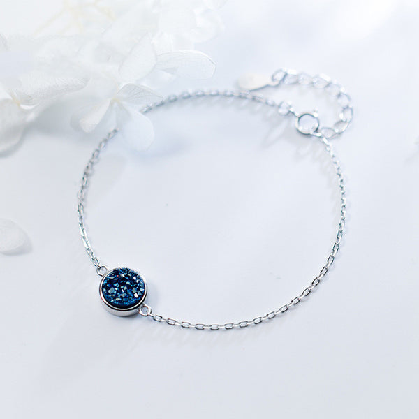 Pulsera de Plata S925 Estilo Cianita Sintética Mujer Coreano