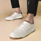 Tenis Blanco de Cuero Doble Capa para Hombre - Estilo Coreano Casual