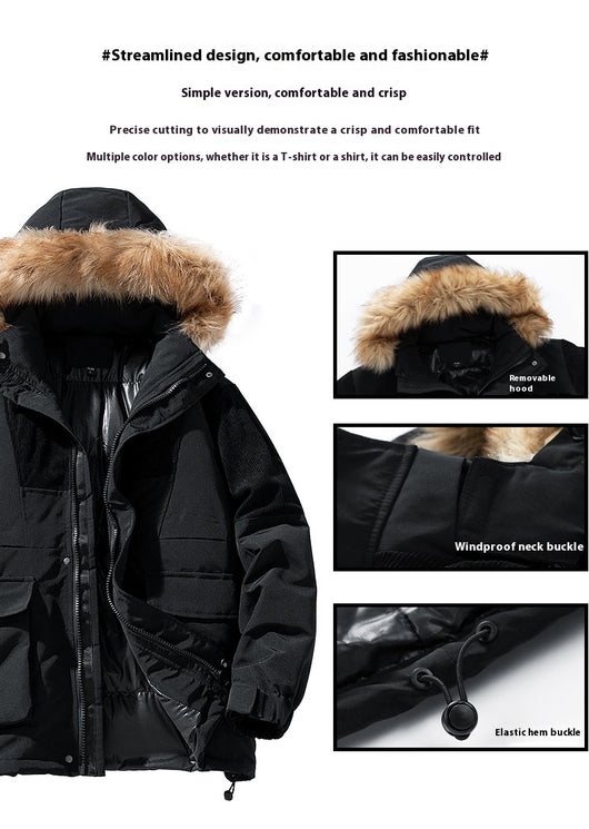 Abrigo Grueso para Hombre con Cuello de Piel - Otoño e Invierno - Image 18
