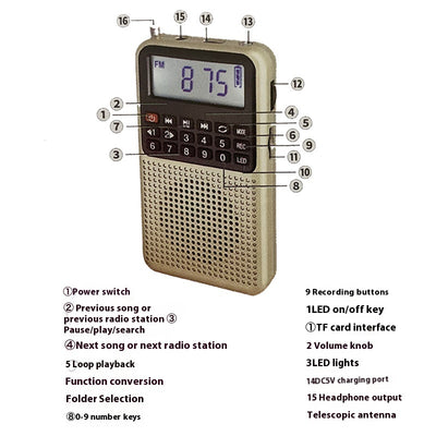 Radio Portátil FM con Bluetooth, Subwoofer y Reproductor de Historias - Image 9