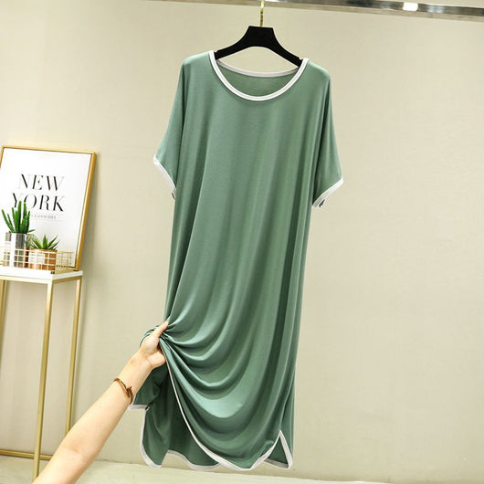 Vestido Modal Mujer Cuello Redondo Manga Corta Casual - Image 6
