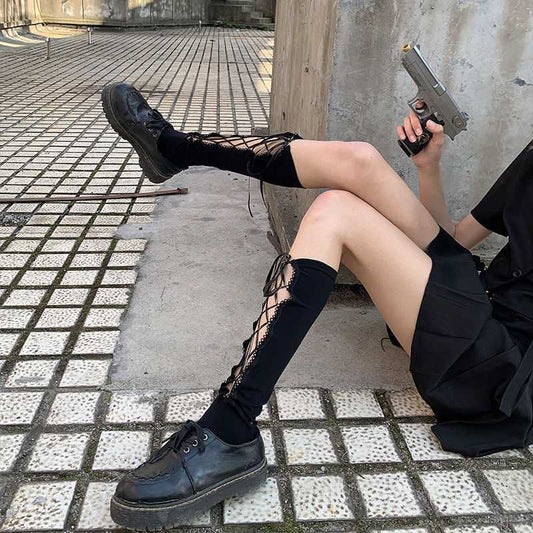 Calcetines Hasta la Rodilla con Tiras Cruzadas - Image 2