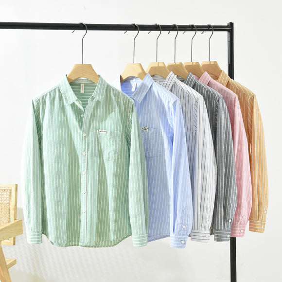 Camisa Oxford Casual de Rayas para Hombre - Corte Relajado y Manga Larga