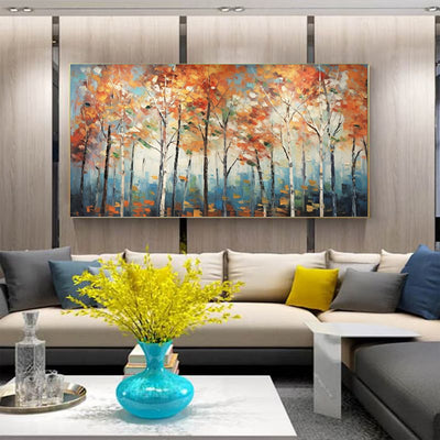 Cuadro Óleo Artesanal Bosque de Arces Otoñal - Arte Moderno para Sala de Estar - Image 4