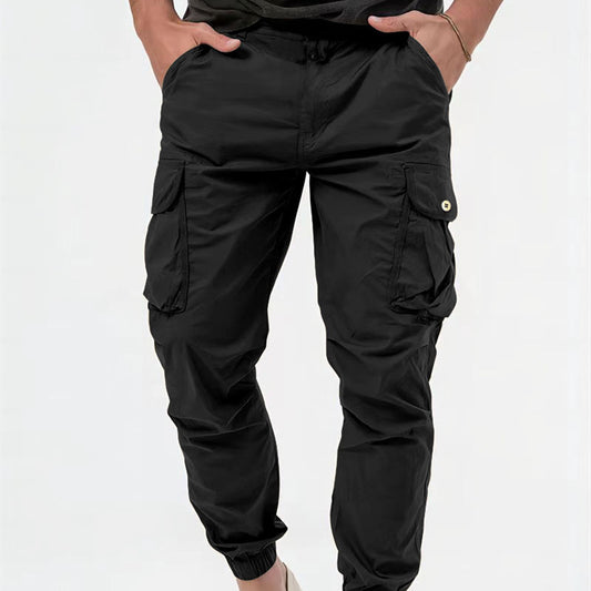 Pantalones Cargo Hombre con Bolsillos Tridimensionales Diseño Liso - Image 2