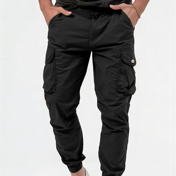 Pantalones Cargo Hombre con Bolsillos Tridimensionales Diseño Liso