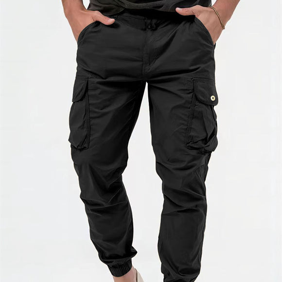 Pantalones Cargo Hombre con Bolsillos Tridimensionales Diseño Liso