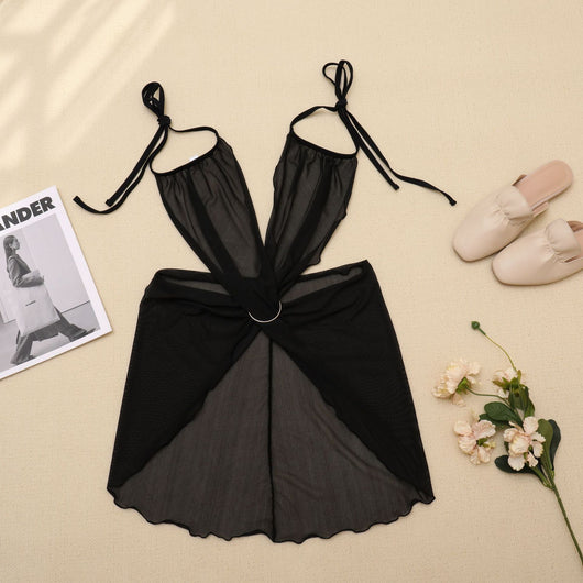 Bikini de Tres Piezas Mesh Negro para Mujer - Image 12