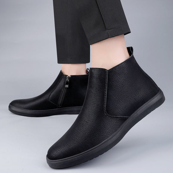 Botas Altas de Cuero Genuino con Acabado Frosted Retro