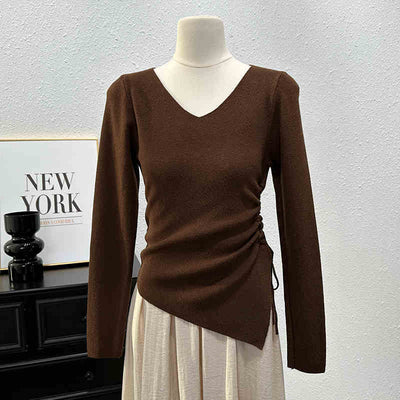 Blusa Ajustada de Manga Larga con Pliegues y Abertura Lateral - Image 3