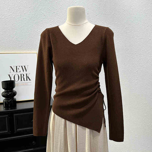 Blusa Ajustada de Manga Larga con Pliegues y Abertura Lateral - Image 3