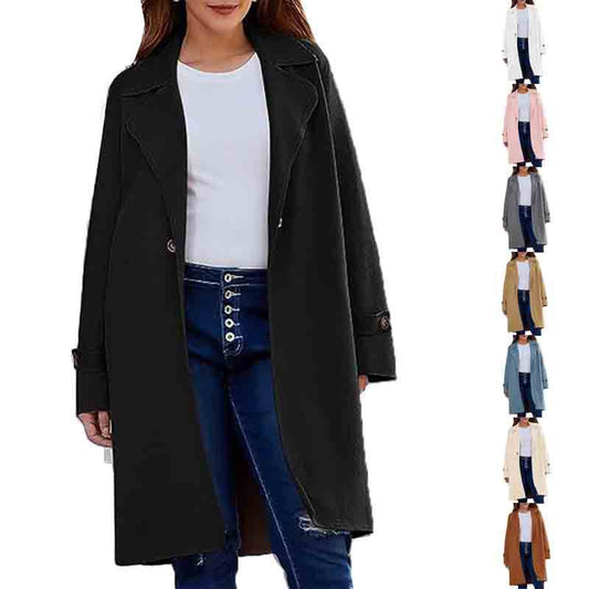 Abrigo Holgado con Solapas y Botones para Mujer