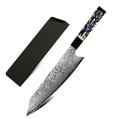Cuchillo Kiryu Damasco Ámbar - Acero VG-10 67 Capas con Mango de Resina Mama - Image 7