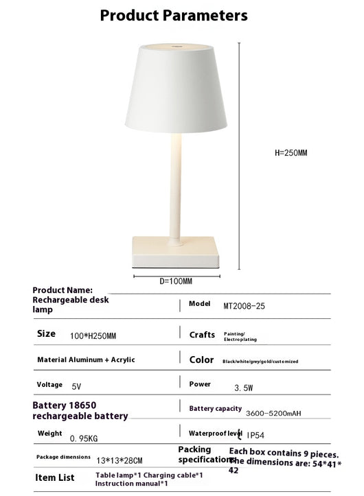 Lámpara de Mesa LED Táctil Nórdica Moderna - Aluminio Metal Diseño Hotel - Image 16