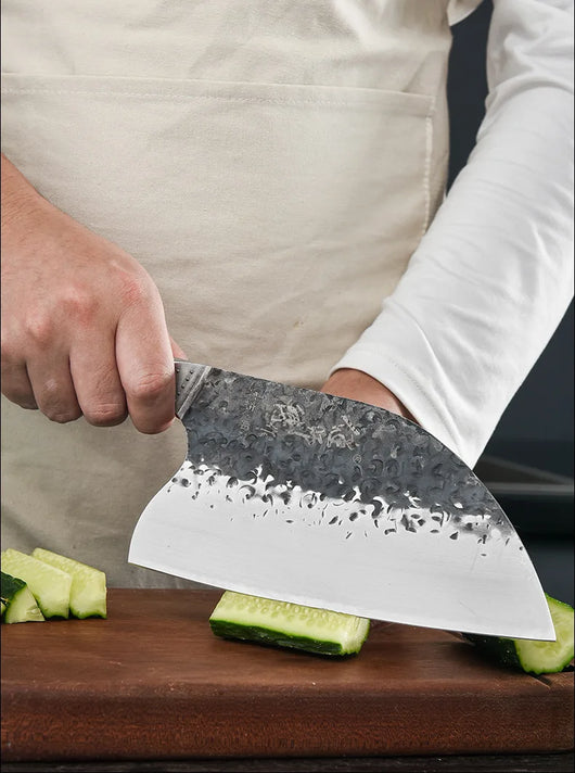 Cuchillo de Chef Forjado a Mano con Hoja Martillada de Acero - Image 21