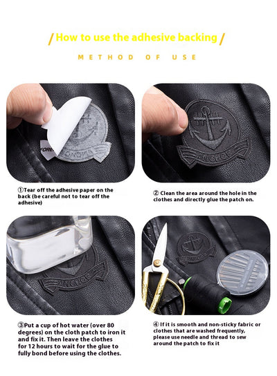 Parches Adhesivos para Ropa - Reparación sin Costura con Patrón de Bordado Negro - Image 25
