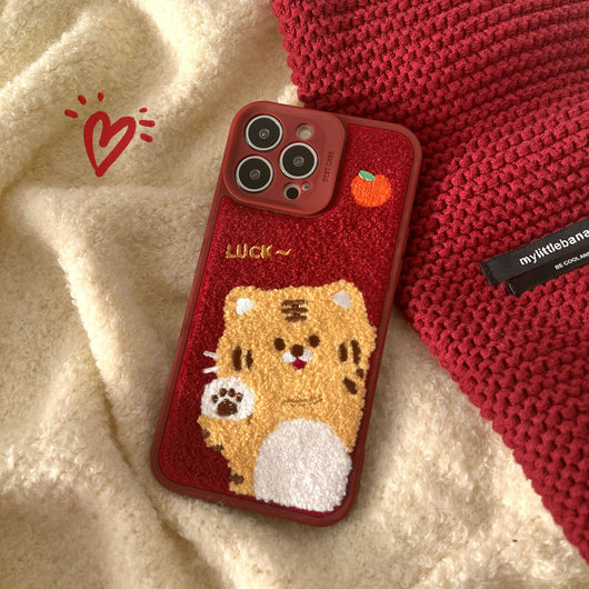 Funda de Teléfono Tigre de la Suerte en Silicona Rosa - Image 4