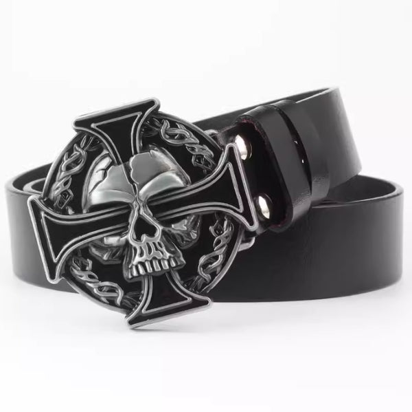 Cinturón de Cuero Bovino con Diseño Calavera de Dos Capas - Image 16