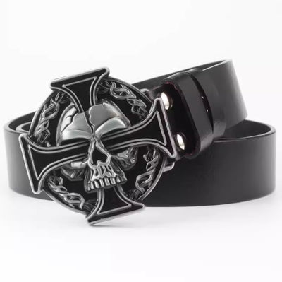 Cinturón de Cuero Bovino con Diseño Calavera de Dos Capas - Image 16