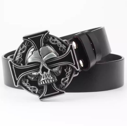 Cinturón de Cuero Bovino con Diseño Calavera de Dos Capas - Image 16